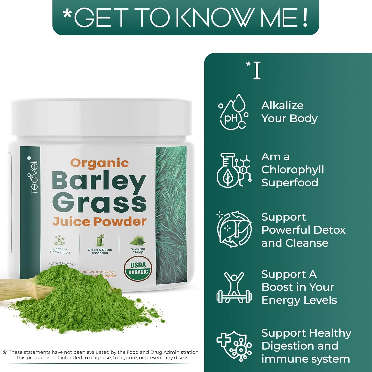 Organic Barley Grass Juice Powder – Raw & Nutrient-Rich Detox | 8 oz - Image 3