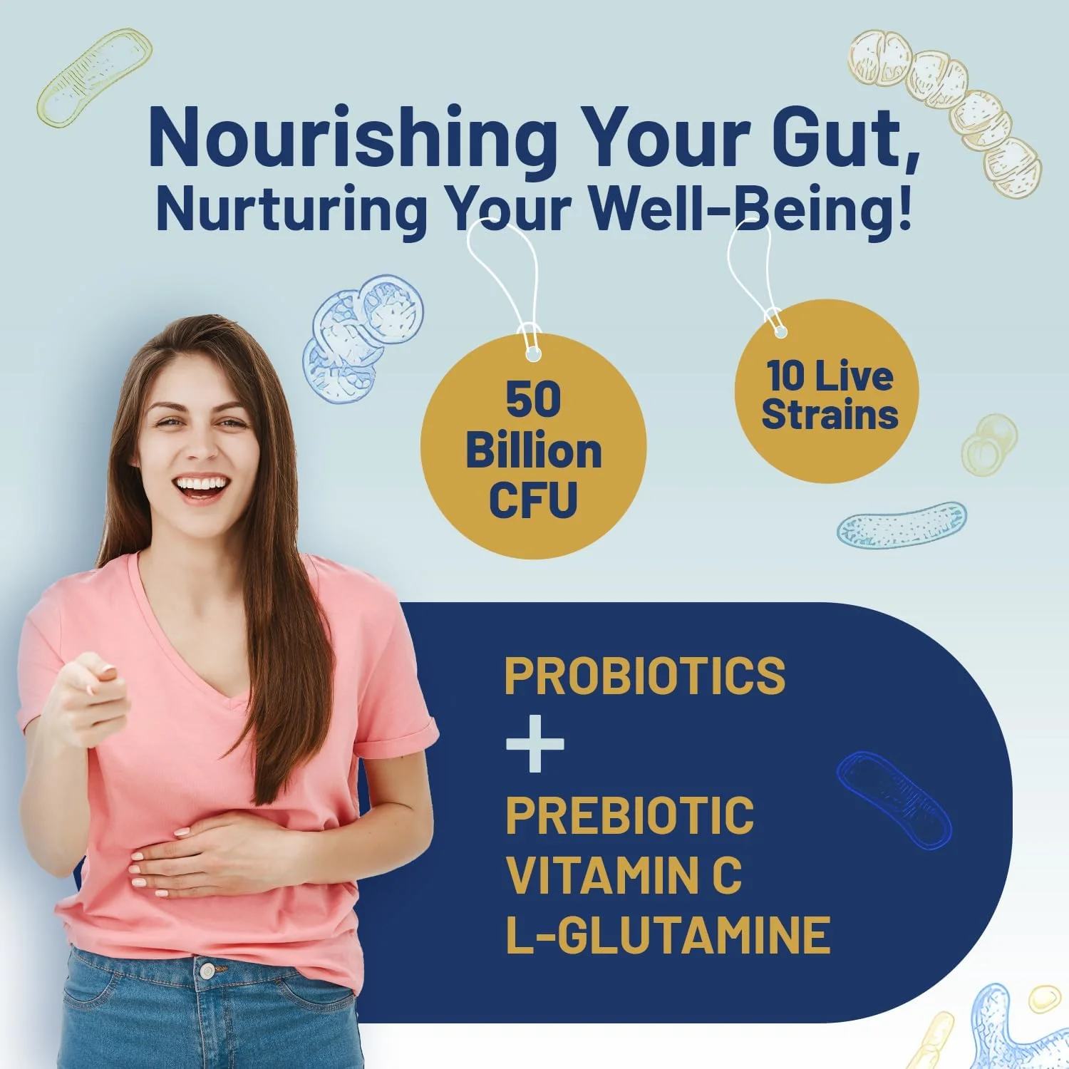Bio Cultures Complex Probiotics – 50 Billion CFU, Prebiotics & Vitamin C | 60 Capsules - Image 4