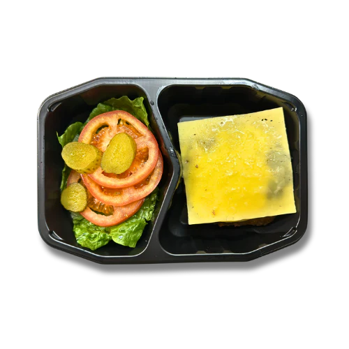 Caramelised Onion Burger with Romain, Tomato, Cheese Slice and Aioli (NDIS) - Image 4