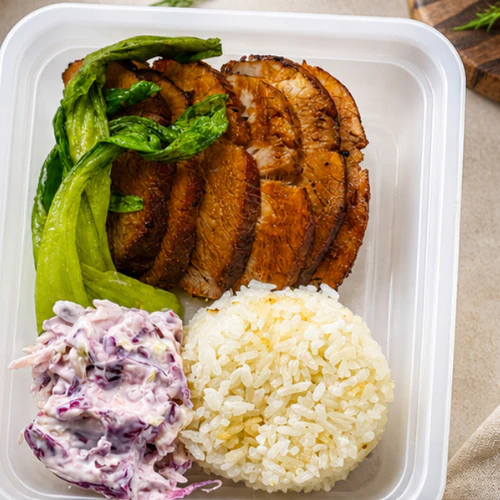 Char Siu Pork, Cauliflower Rice, Garlic Bok Choy, Coleslaw (Gluten-free) - Image 2