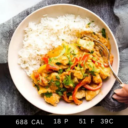 Free Range Thai Red Chicken Curry Served Over White Rice, Bok Choy & Bamboo Shoots (Gluten-free) - Image 3