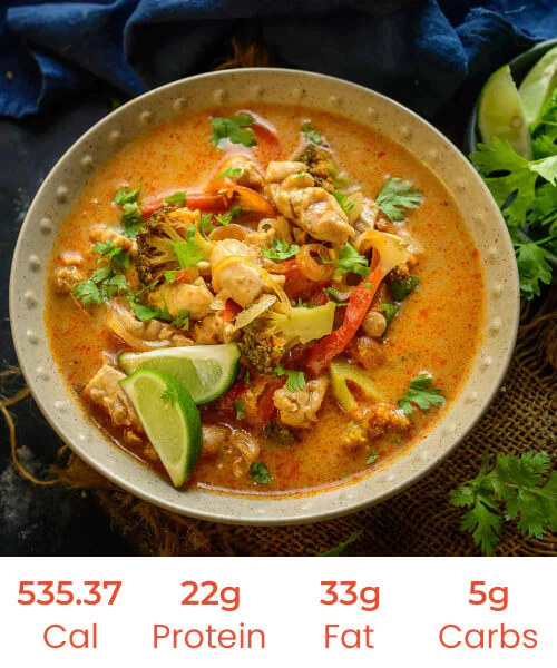 Free Range Thai Red Chicken Curry with Fresh Basil, Broccoli & Bamboo Shoots - Image 3