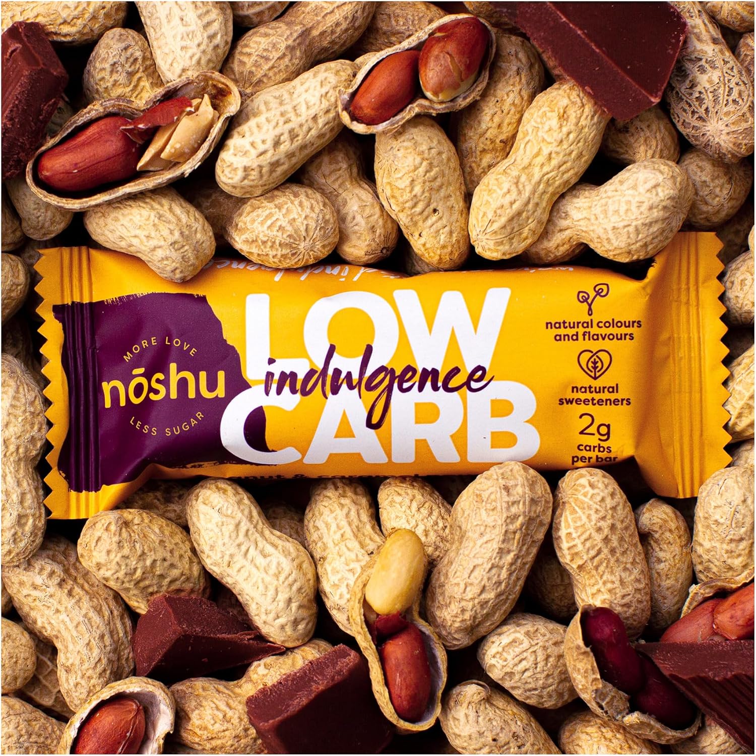 Noshu Low Carb Peanut & Caramel Nougat Bars – Guilt-Free Treat | 5-Pack - Image 5