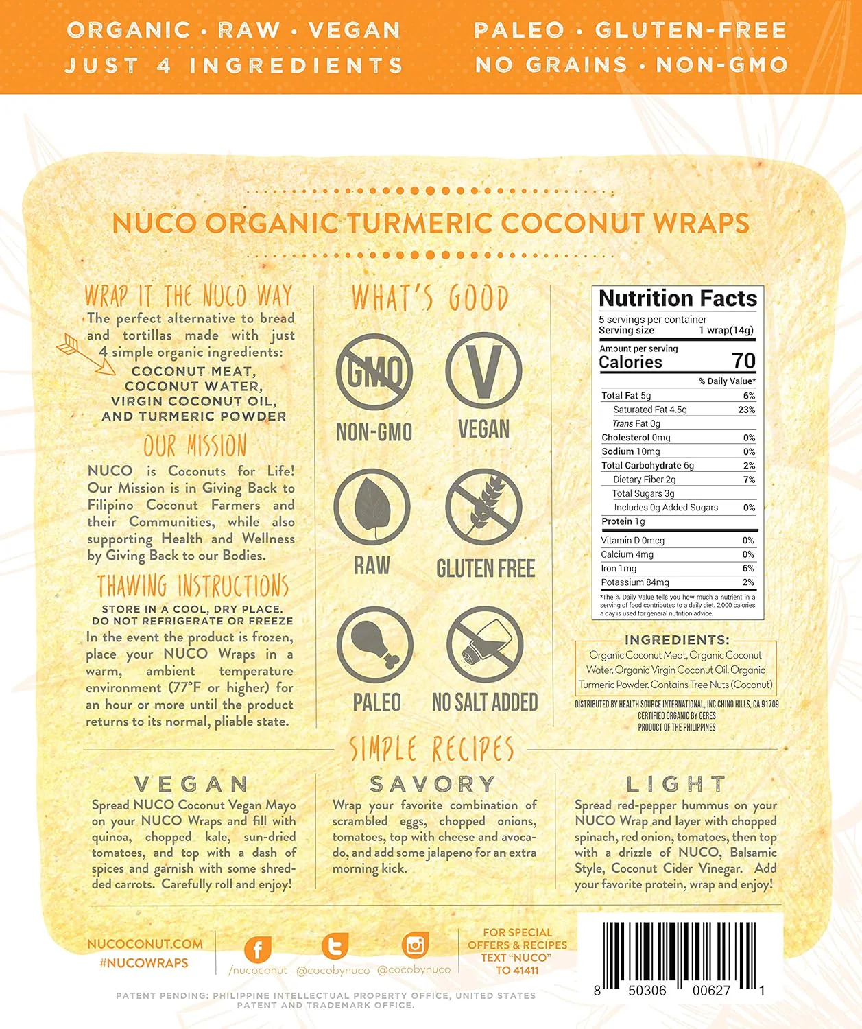 Nuco Organic Raw Coconut Wraps - Image 4