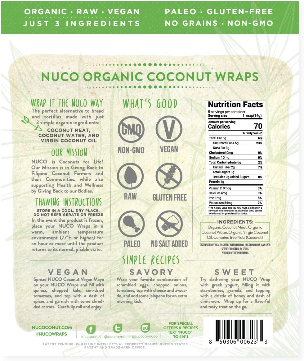 Nuco Organic Raw Coconut Wraps - Image 2