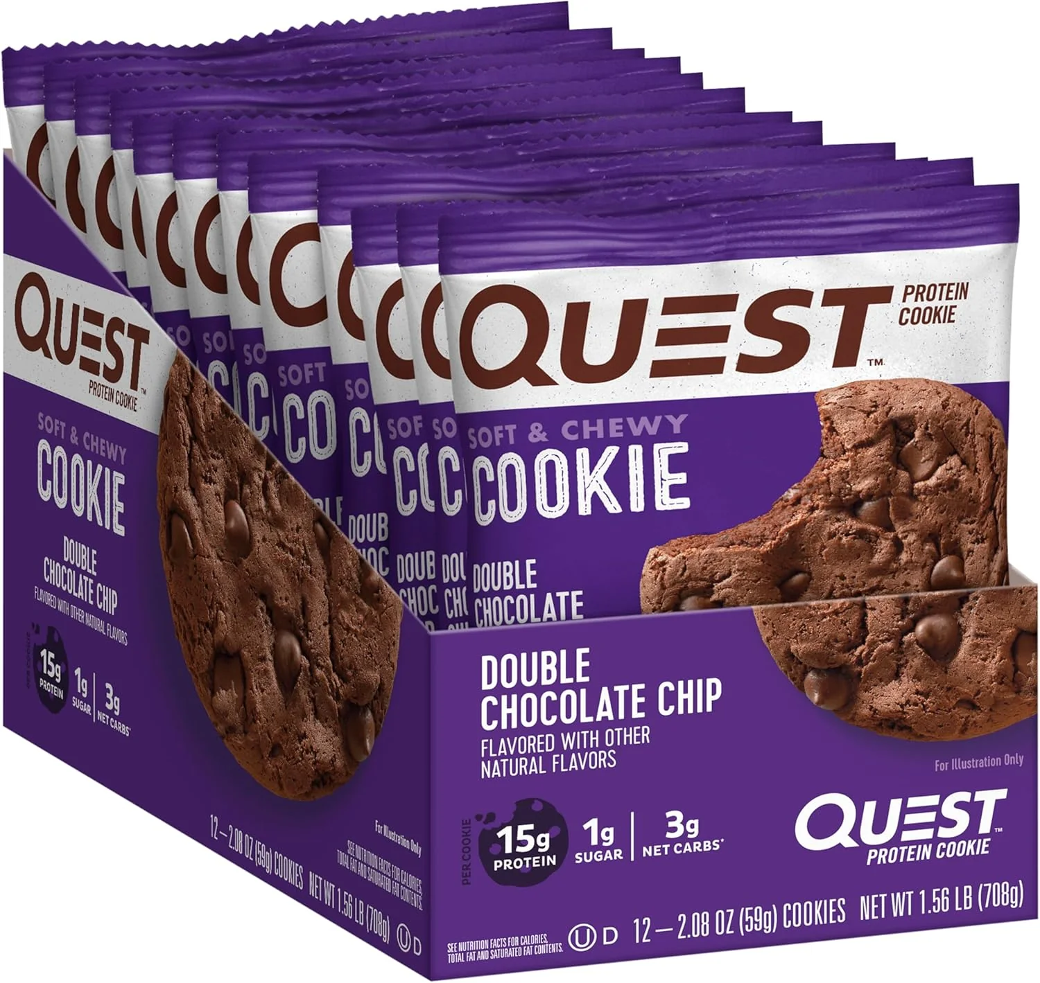 Quest Double Chocolate Chip Protein Cookie – High Protein, Low Carb | 12 Count - Image 2