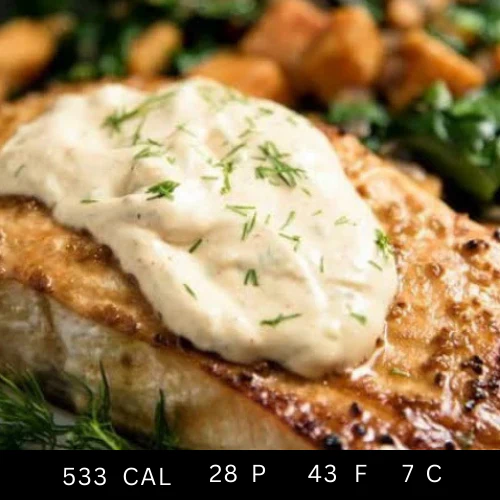Responsibly Fished Roast Salmon with Cauliflower Salad, Roast Fennel and Tartare Sauce (Gluten-free) - Image 3