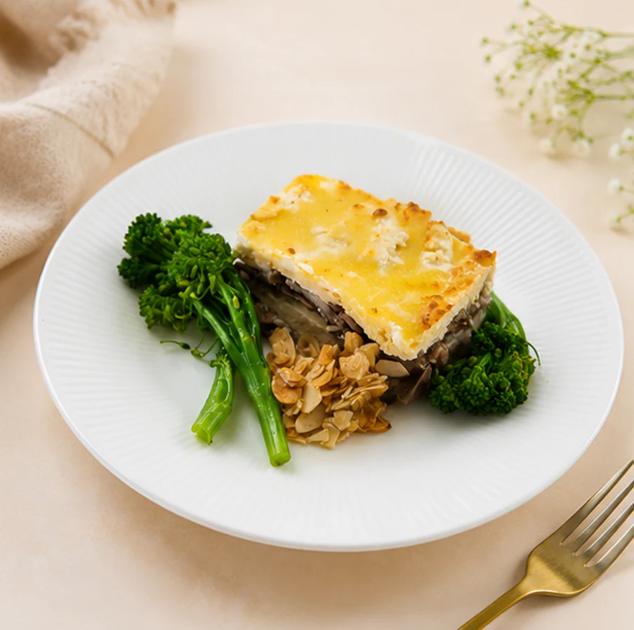 Soft Bake Ricotta and Mushroom Lasagna with Broccolini and Almond Topping (NDIS) - Image 2