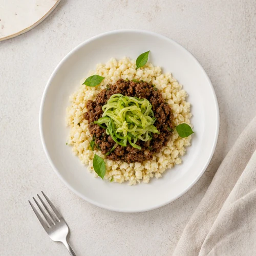 Thai Basil Beef, Cauliflower Rice, Zucchini Noodles