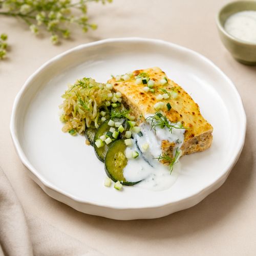 Tuna Bake, Braised Cabbage, Buttered Zucchini, Yoghurt Dip (NDIS) - Image 2