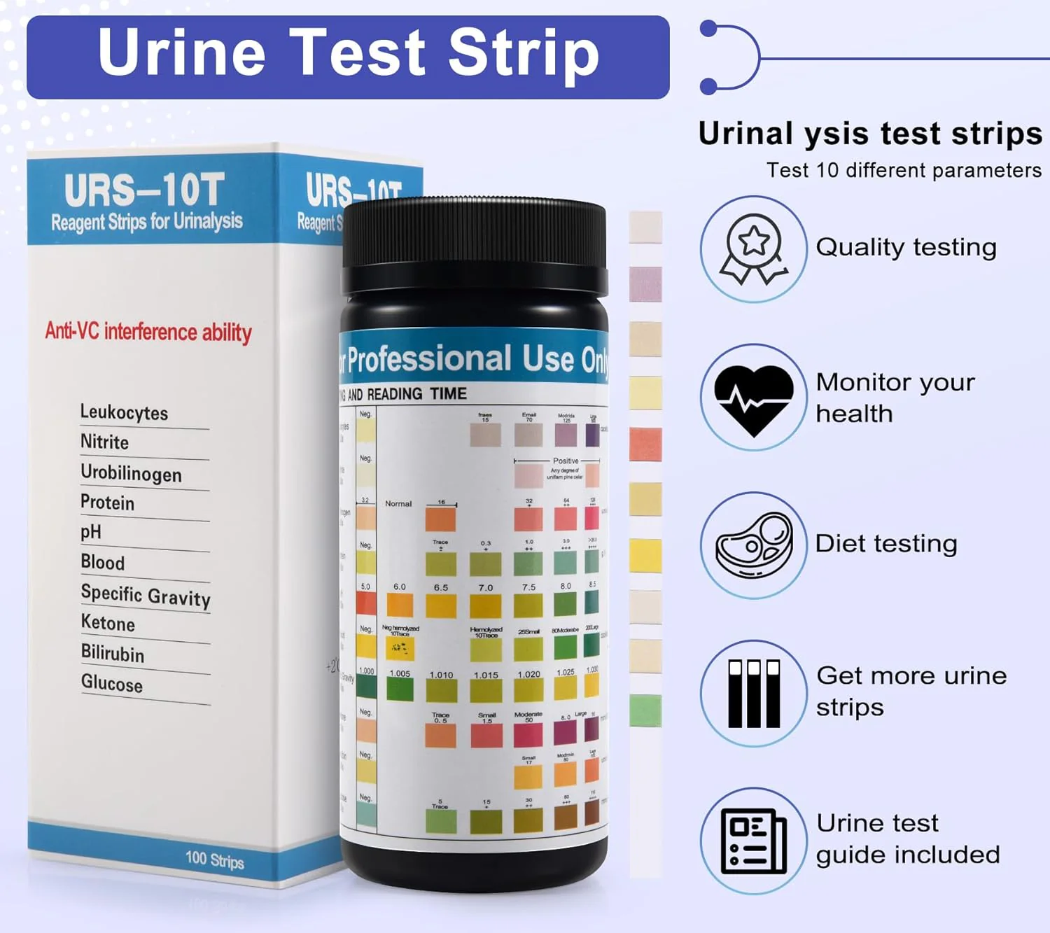 Urinalysis Test Strips – 10 Parameter Home Urine Test Kit | 100 Strips - Image 8